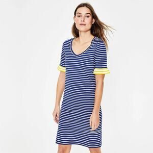 2/$30 Boden Imogen Striped Jersey T-Shirt Dress 6 Blue Nautical Contrasted #7472